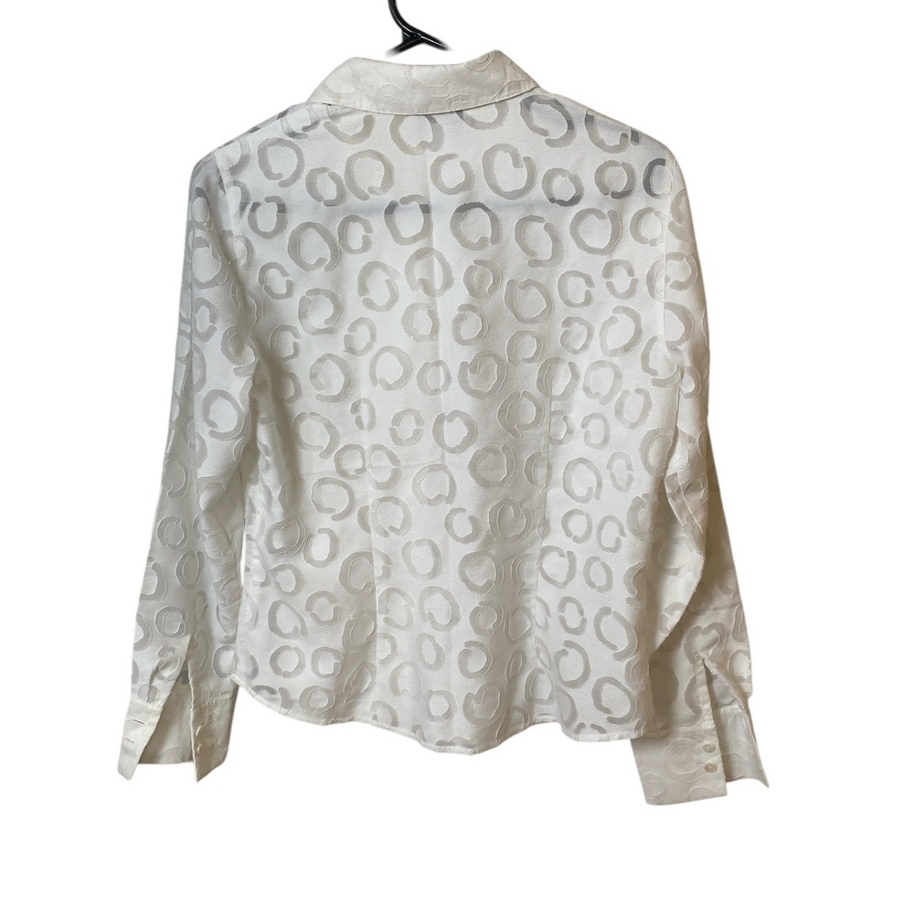 Talbots Women's White Mesh Cutout Pattern Shirt Size 8 Petites Button Up, - Picture 6 of 10